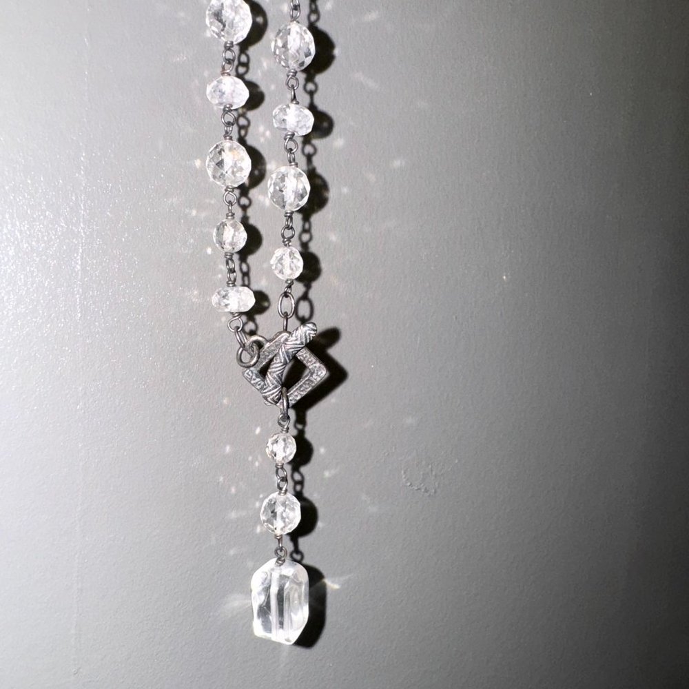 Lariat Style Long Boho Chic Crystal Necklace